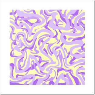 Purple an Yellow Groovy Marble Posters and Art